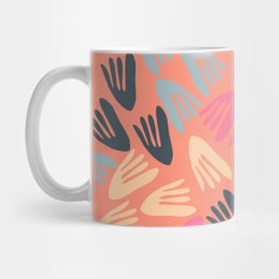 Lively Cutout Pattern in Steel Blue, Hot Pink, and Apricot Coral Mug